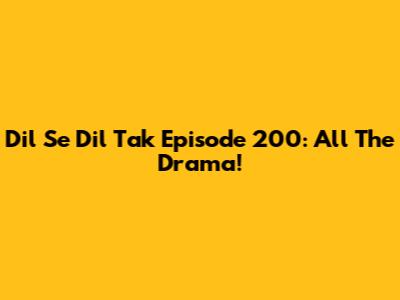 Dil Se Dil Tak Episode 200: All The Drama!