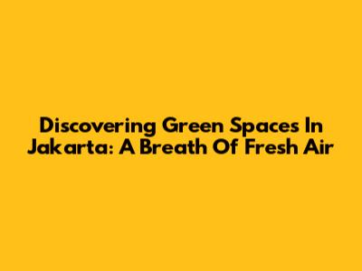 Discovering Green Spaces In Jakarta: A Breath Of Fresh Air