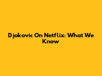 Djokovic On Netflix: What We Know