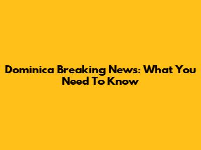 Dominica Breaking News: What You Need To Know