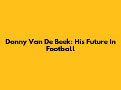 Donny Van De Beek: His Future In Football