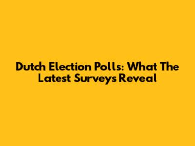 Dutch Election Polls: What The Latest Surveys Reveal
