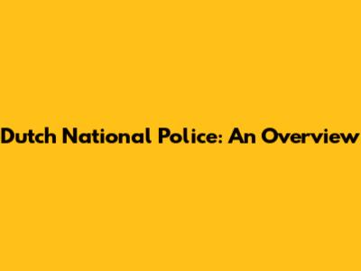 Dutch National Police: An Overview