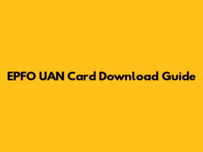 EPFO UAN Card Download Guide