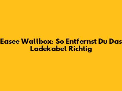 Easee Wallbox: So Entfernst Du Das Ladekabel Richtig