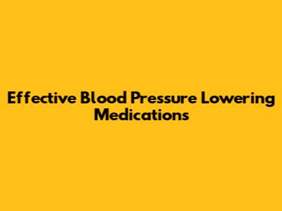Effective Blood Pressure Lowering Medications