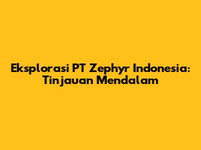 Eksplorasi PT Zephyr Indonesia: Tinjauan Mendalam