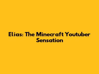 Elias: The Minecraft Youtuber Sensation