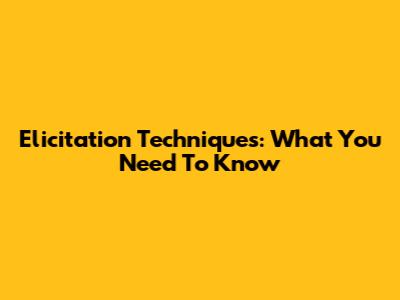 Elicitation Techniques: What You Need To Know
