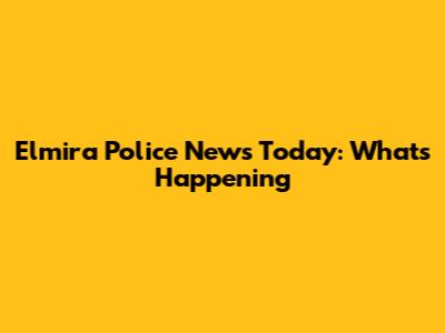 Elmira Police News Today: What's Happening
