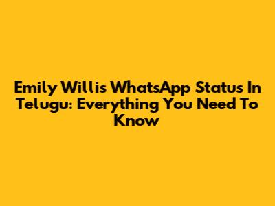 Emily Willis WhatsApp Status In Telugu: Everything You Need To Know