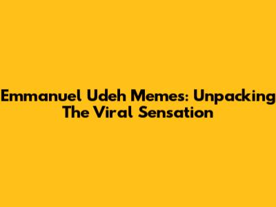 Emmanuel Udeh Memes: Unpacking The Viral Sensation
