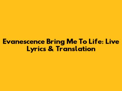 Evanescence Bring Me To Life: Live Lyrics & Translation