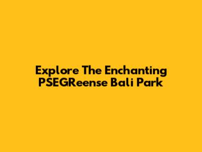 Explore The Enchanting PSEGReense Bali Park