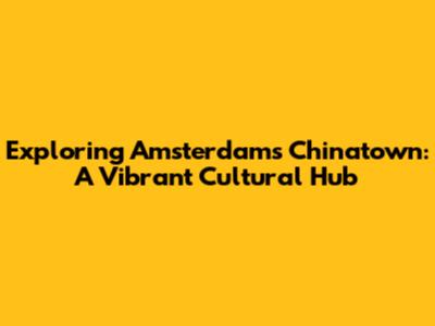 Exploring Amsterdam's Chinatown: A Vibrant Cultural Hub