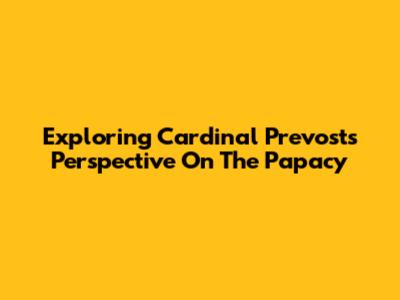 Exploring Cardinal Prevost's Perspective On The Papacy