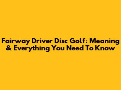 Fairway Driver Disc Golf: Meaning & Everything You Need To Know
