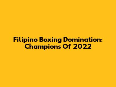 Filipino Boxing Domination: Champions Of 2022