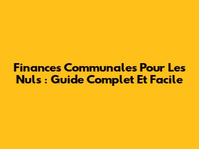 Finances Communales Pour Les Nuls : Guide Complet Et Facile