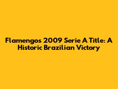 Flamengo's 2009 Serie A Title: A Historic Brazilian Victory