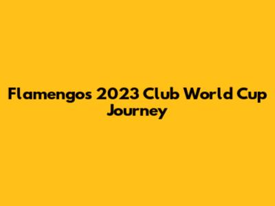 Flamengo's 2023 Club World Cup Journey