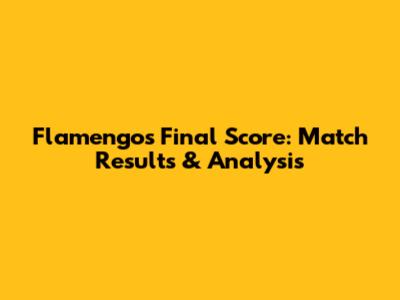 Flamengo's Final Score: Match Results & Analysis