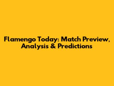 Flamengo Today: Match Preview, Analysis & Predictions
