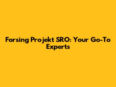 Forsing Projekt SRO: Your Go-To Experts