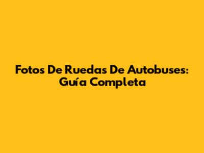 Fotos De Ruedas De Autobuses: Guía Completa
