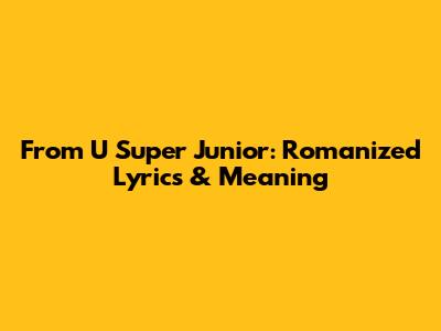 From U Super Junior: Romanized Lyrics & Meaning
