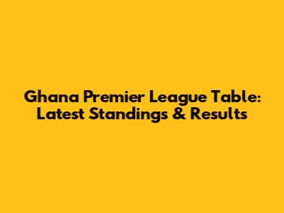 Ghana Premier League Table: Latest Standings & Results