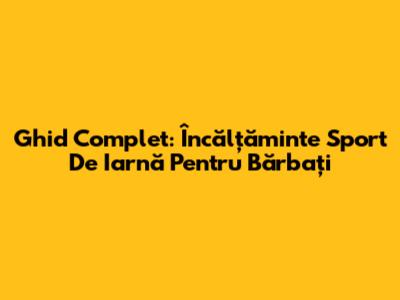 Ghid Complet: Încălțăminte Sport De Iarnă Pentru Bărbați