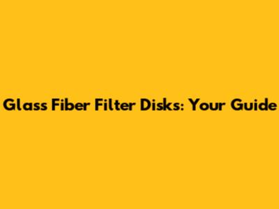 Glass Fiber Filter Disks: Your Guide