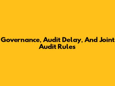 Governance, Audit Delay, And Joint Audit Rules
