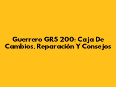 Guerrero GR5 200: Caja De Cambios, Reparación Y Consejos