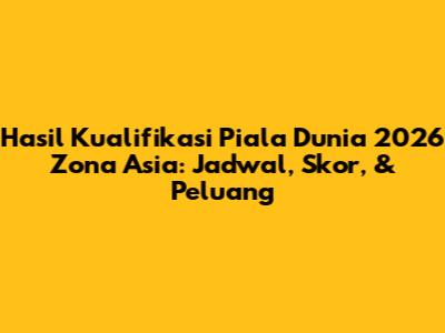 Hasil Kualifikasi Piala Dunia 2026 Zona Asia: Jadwal, Skor, & Peluang