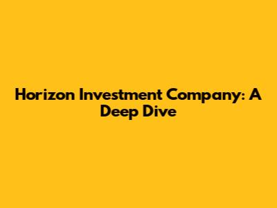 Horizon Investment Company: A Deep Dive