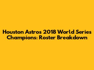 Houston Astros 2018 World Series Champions: Roster Breakdown