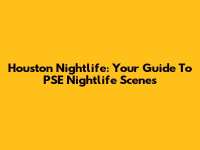 Houston Nightlife: Your Guide To PSE Nightlife Scenes