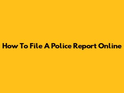 How To File A Police Report Online