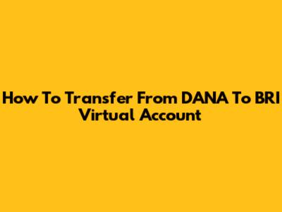 How To Transfer From DANA To BRI Virtual Account