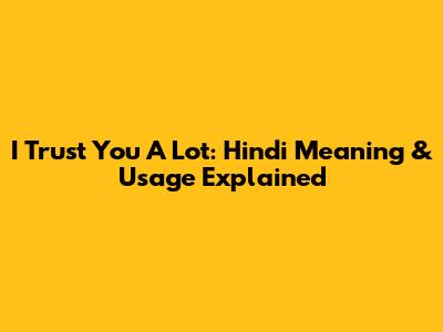 I Trust You A Lot: Hindi Meaning & Usage Explained