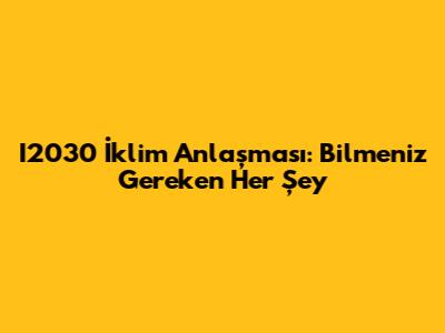 I2030 İklim Anlaşması: Bilmeniz Gereken Her Şey