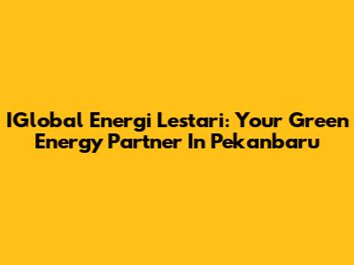 IGlobal Energi Lestari: Your Green Energy Partner In Pekanbaru