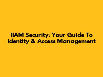 IIAM Security: Your Guide To Identity & Access Management