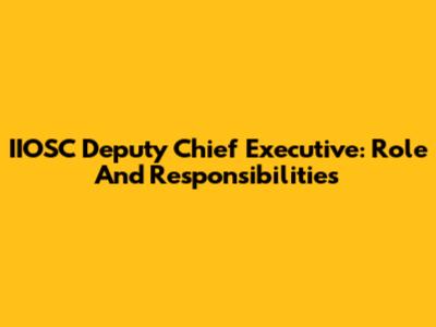 IIOSC Deputy Chief Executive: Role And Responsibilities