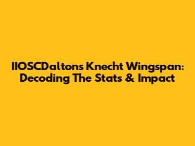 IIOSCDalton's Knecht Wingspan: Decoding The Stats & Impact