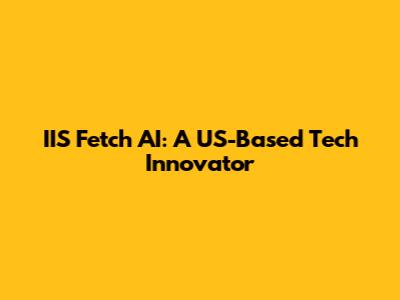 IIS Fetch AI: A US-Based Tech Innovator