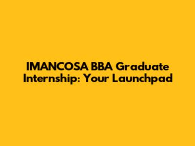 IMANCOSA BBA Graduate Internship: Your Launchpad