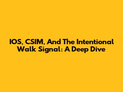 IOS, CSIM, And The Intentional Walk Signal: A Deep Dive